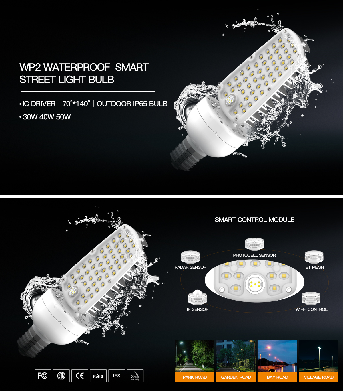 Fabricação de lâmpadas LED inteligentes para iluminação pública